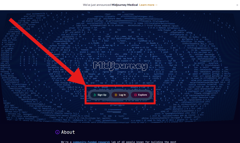 Open Midjourney and login